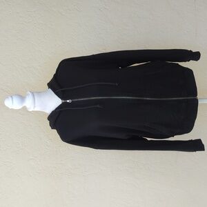 Aeropostale Black Full Zip Oversized Raw Edge Hoodie Size Small
